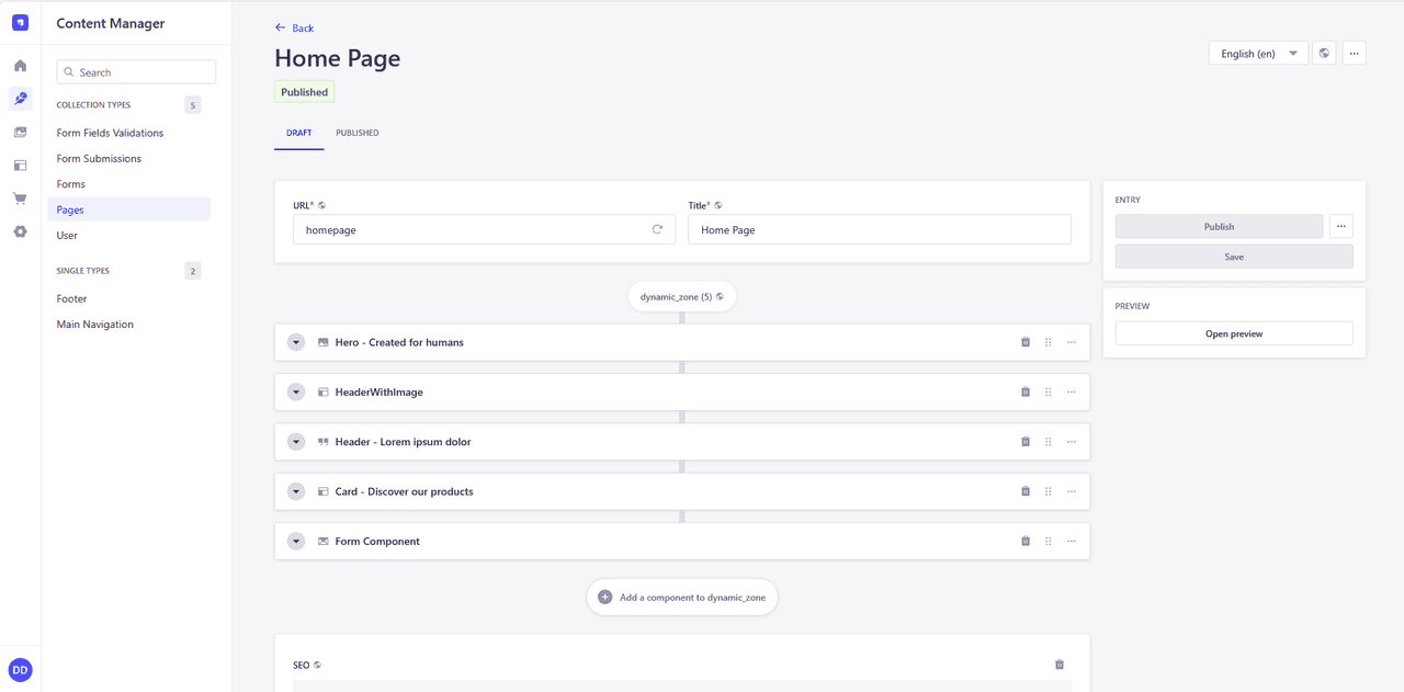 Content Management System dashboard