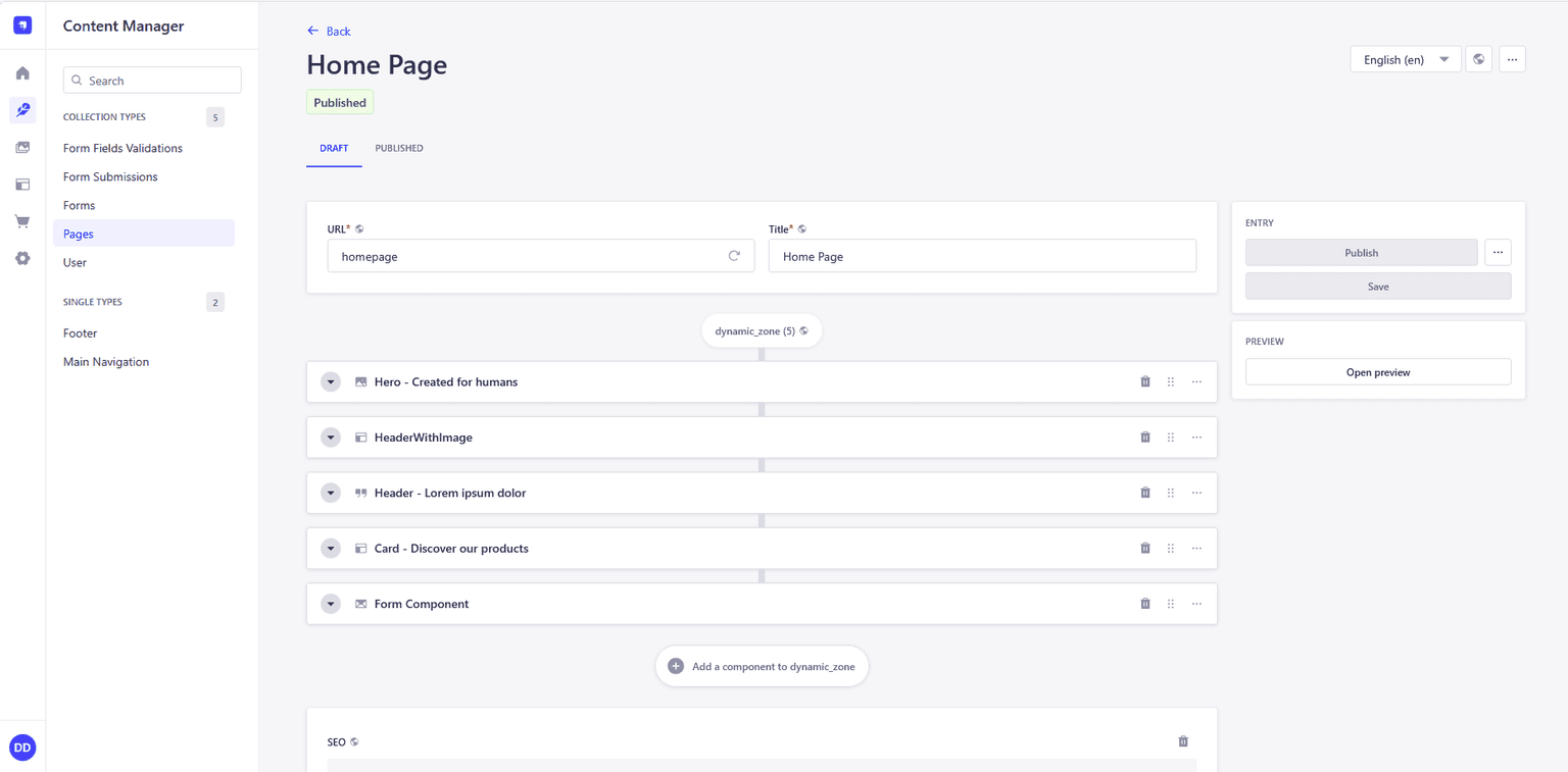 Content Management System dashboard